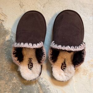 MOU Suede Slipper Eskimo Stitch Shearling Mocha